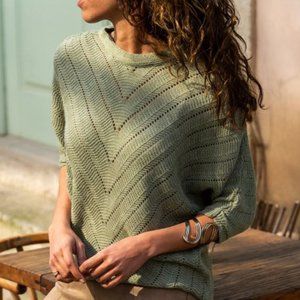 CCK Style | Khaki Openwork Wool-Blend Dolman Sweater